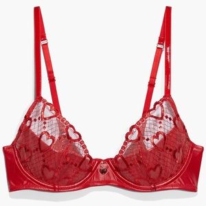 SAVAGE X FENTY GLOSSY FLOSSY SET GARTER SKIRT BRA BRAZILIAN PANTY *NWOT*